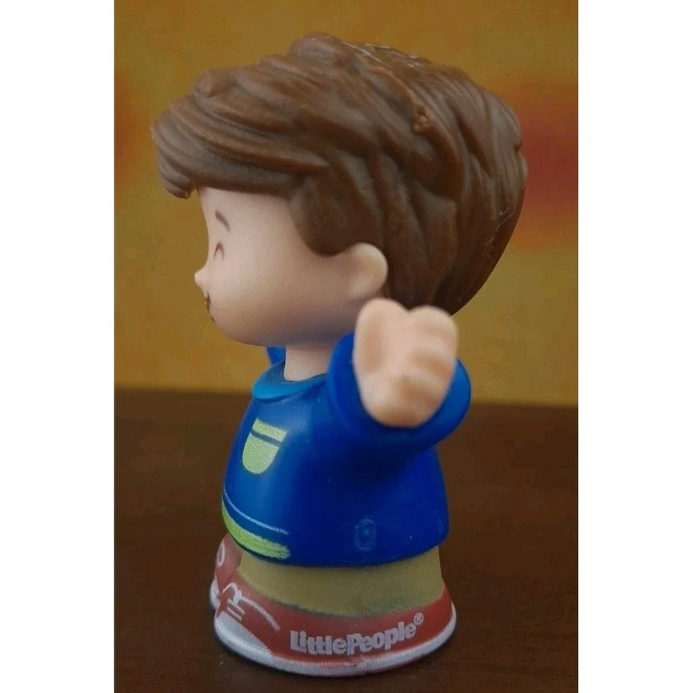 Fisher Price Little People Figure Boy in Blue Shirt Smiling School Bus Toy #340